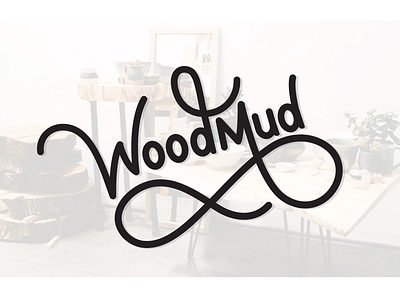 Woodmud Logo drawn hand letters mono vector weight wood