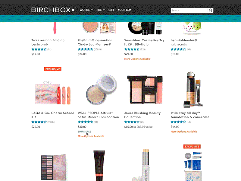 Birchbox Quickview makeup modal quickview