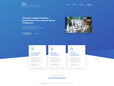 Modern landing page for education 3 3 col 3 columns blue edu education landing page language modern shadow three col