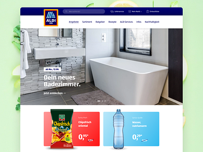 ALDI Website Redesign Concept 2 2 col aldi blue brand concept design food grocery landing page landingpage market modern product presentation products redesign redesign concept redesign. website