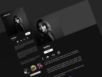Artist Profile UI app design minimal typography ux web