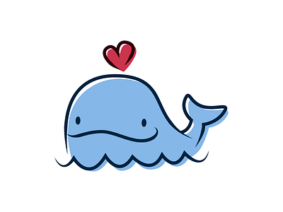Whale Playful Logo animal aqua children heart illustration kids line art logo playful water whale
