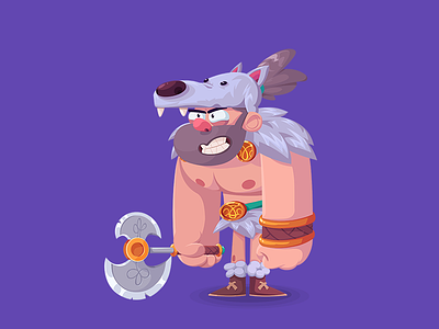 Barbarian 2d barbarian cartoon character design rpg wolf