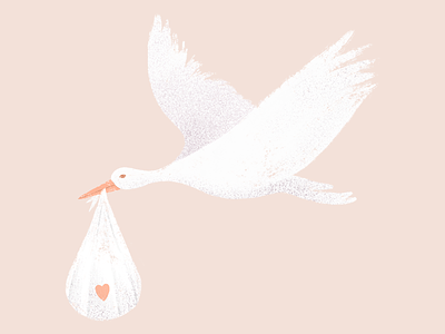 The stork that delivers babies baby digital illustration fertility illustration pastel colours procreate soft colours stork