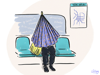 Go out covered! coronavirus covid 19 digital illustration illustration procreate purple subway taipei umbrella