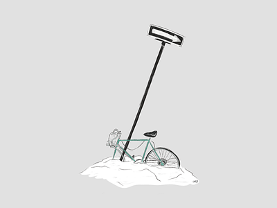 A bike stranded in the snow in Montreal bike illustration montreal procreate snow winter