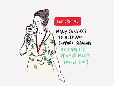 The French innovation by Cap Digital conference digital illustration france green illustration innovation people illustration procreate startups taipei taiwan talk