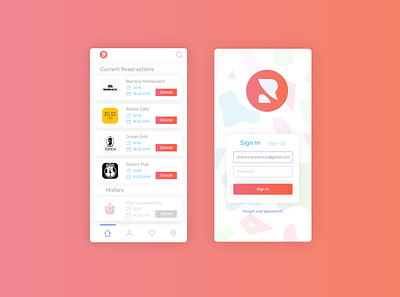 Reservation App app design design app ios light log in screen sign in ui user interface ux