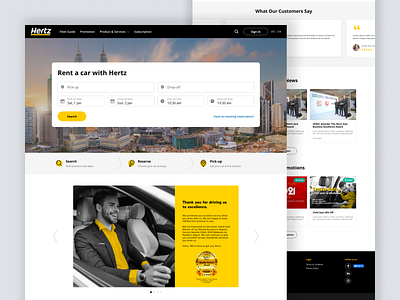 Hertz - Car Rental Website (Landing Page) car rental landing page ui ui design website