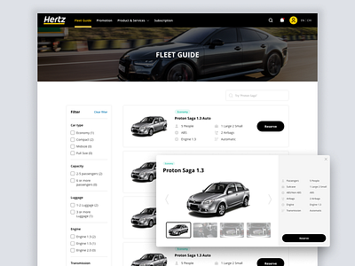 Hertz - Car Rental Website (Fleet Guide) car rental ui ui design website