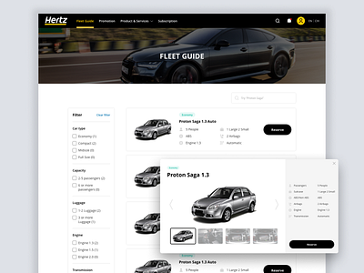 Hertz - Car Rental Website (Fleet Guide)