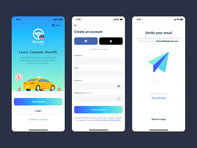 Driver App - Registration app driver driving register registration test ui ui design