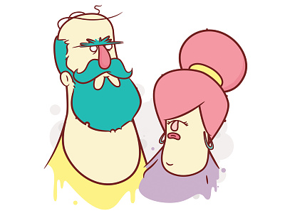 Big Dan and Luanne digital face head illustration mustache