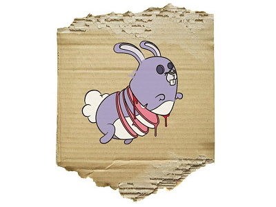 Sliced Rabbit cardboard digital garbage illustration party trtash vector