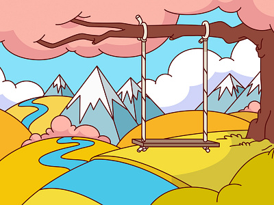 My Happy Place colour digital illustration landscape vector