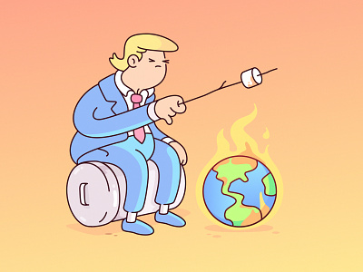 Watching the world burn fire illustraion marshmallow politics trump