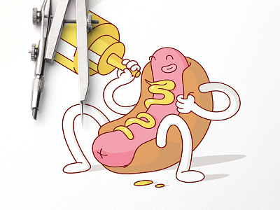 Always use a condiment. dog draw drawing hot hotdog humor illustration mustard sketch sketchbook