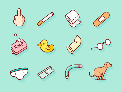 Daily Routine Icons draw drawing geometry gore humor icons illustration shapes sketch sketchbook