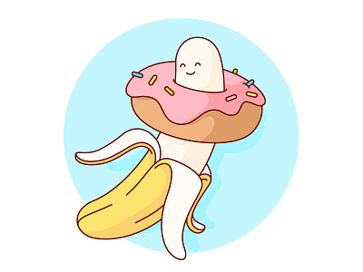 Food Porn banana character colour design donut food geometry humor illustration