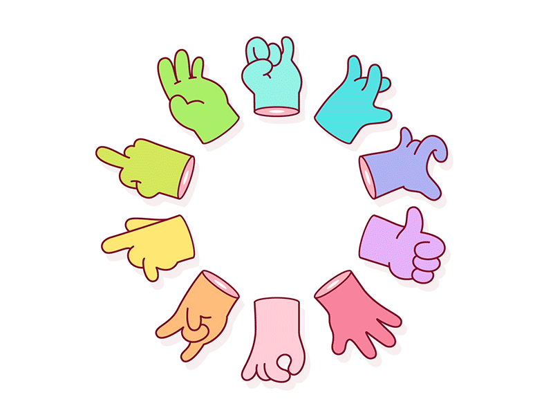 Hands° animation color wheel design gif hand illustration loop objects