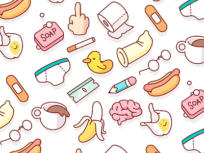 Essentials character colour design digital geometry gore hotdog humor illustration pattern