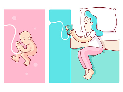 Lifelines baby bed character charger drawing geometry humor illustration logo phone pillow truth