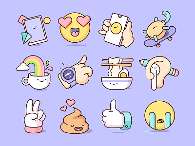 HUAWEI - Sticker Pack character drawing emojis geometry humor illustration social ui vector