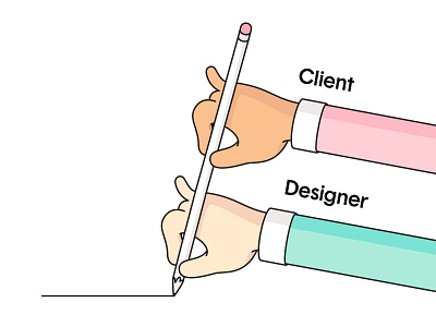Client & the Designer character design drawing funny geometry hands humor illustration pencil