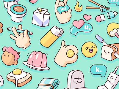 Snapchat - Sticker Pack bubble cute food heart icons illustraion illustration jello kighter objects set toilet