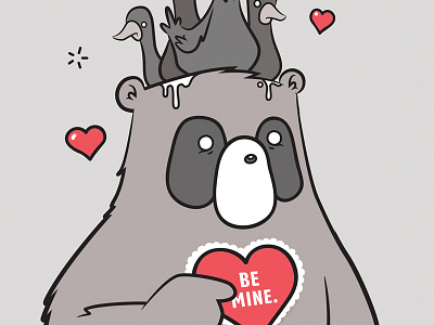 Be Mine bear burnttoast digital heart illustration valentine vector