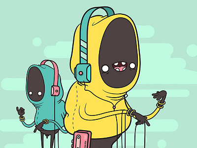 Beat Seekers alien digital illustration music retro vector walkman