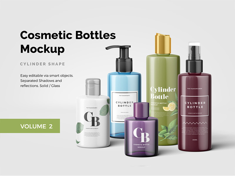 Cosmetic Bottles Mockup vol.2 psd 3d bottles cosmetic mockup
