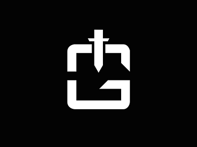 G + Sword Logo clean illustration flat design logo