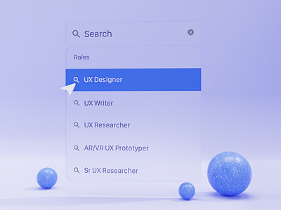 3D Autocomplete 3d animation blue branding design dropdown effects glass illustration interface mirror motion graphics research search ui ux