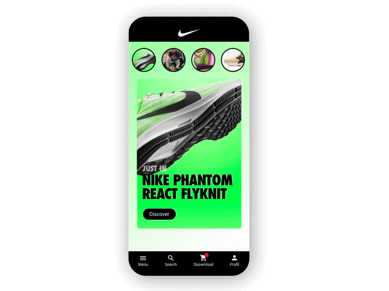 Nike animat animation app ecommerce app instagram stories mobile app mobile app design nike shoes ui ui design ux