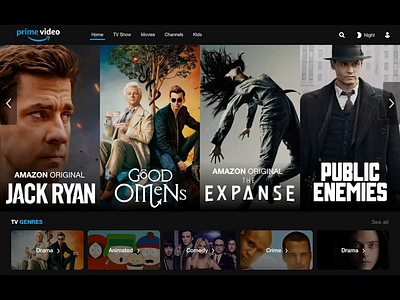 Amazon Prime Video - Concept amazon amazon prime videos animat animation app dashboard design dashboard ui design effects icon interface netflix principle sketchapp streaming ui ux video watch online
