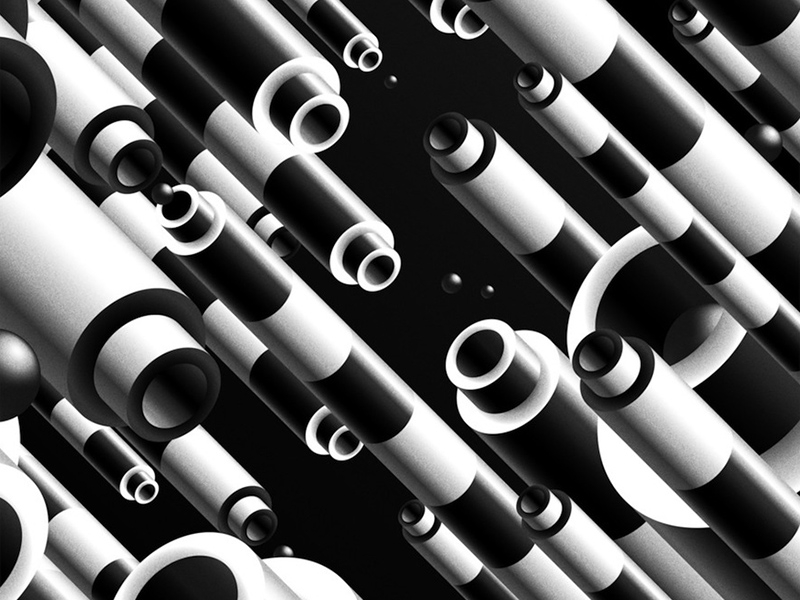 Exchange 2d balles black design graphic poster tubes white