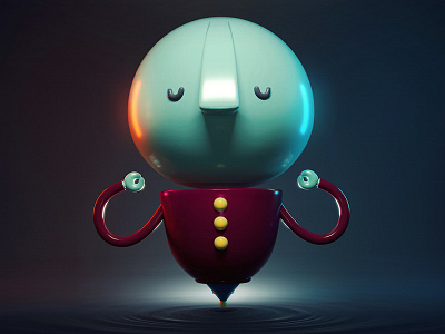 Zenbot 3d illustration meditation robot toy zen