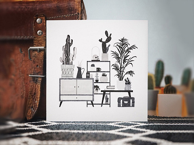 Urban Jungle 4 cactus design drawing flowerpot furniture illustration indoor interior markers plants skull