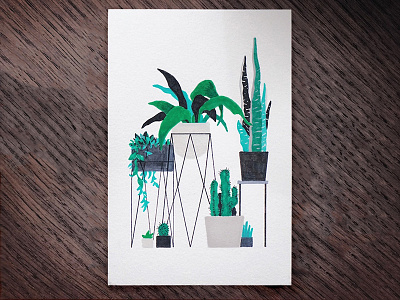 Urban Jungle 5 cactus design drawing furniture illustration indoor interior markers plants sansevieria