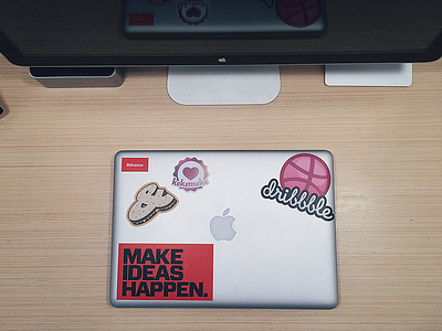 Stickers on my Macbook Pro behance desk dribbble kekemeke macbook stickers vscocam workspace