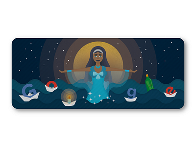 Google Doodle - Iemanjá design flat illustration vector