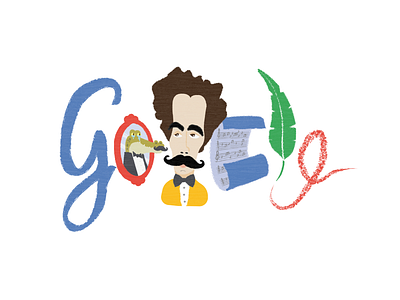 Google Doodle - Felisberto Hernández design flat illustration vector