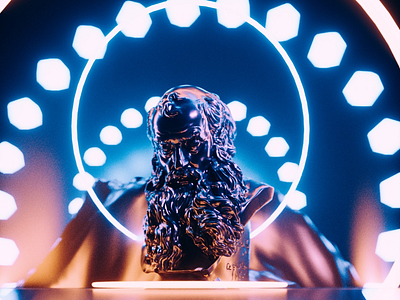 3D Beard abstract exploration 3d beard c4d neon lights sculpture