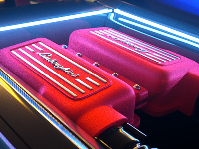 Lambo engine bay 3d 3d art c4d car cars cinema4d engine engine bay render