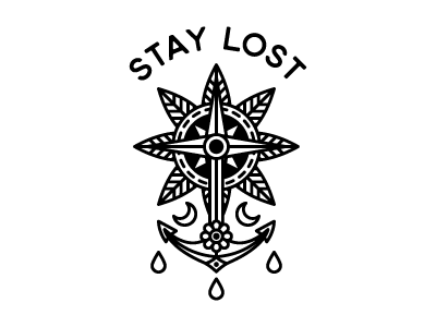 Stay Lost anchor compass flower graphic design moon