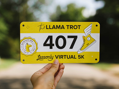 Better Work Week | The Llama Trot Running Bib 5k brand converse design experience design lessonly llama running wellness