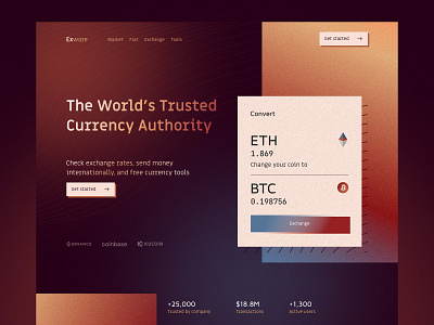 Crypto exchange landing page