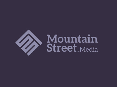 Mountain Street Media combination logo m mountain publisher purple slab serif street