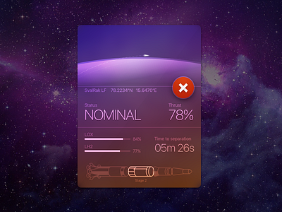 Launch Card control interstellar planet rocket space stage ui